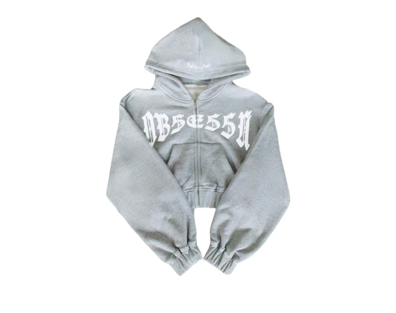 PRVN cropped hoodie grey - women